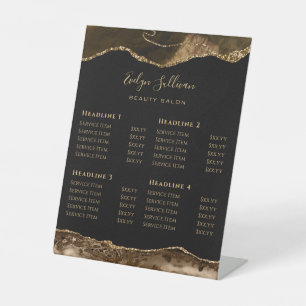 Brown Agate Beauty Salon Price List Pedestal Sign