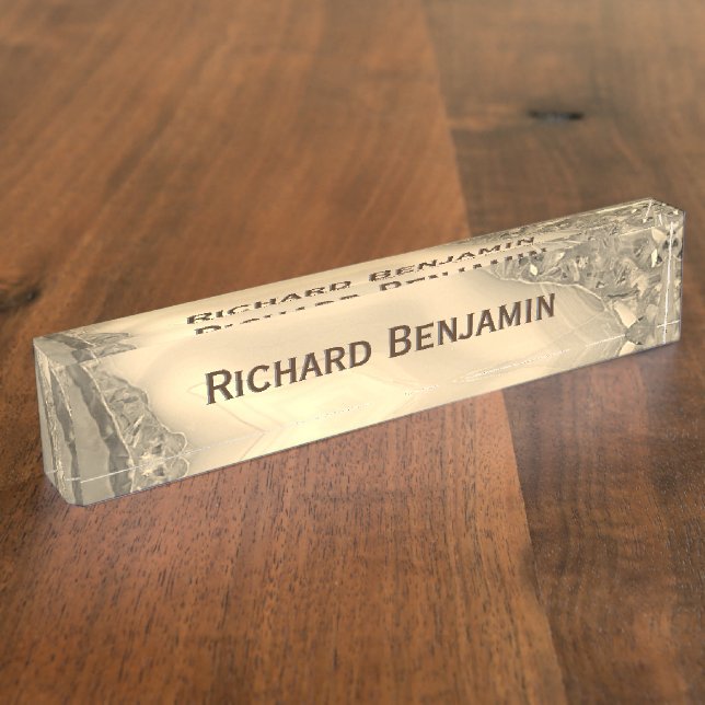 Brown Agate Desk Name Plate (Side)