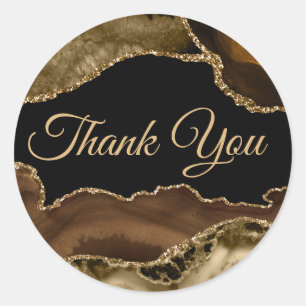 Brown Agate Thank you Classic Round Sticker