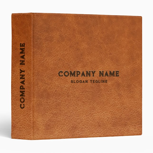 Brown Aged Leather Image Masculine Design 3 Ring Binder (Front/Spine)