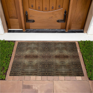 Brown Alligator Crocodile Reptile Leather Pattern Doormat