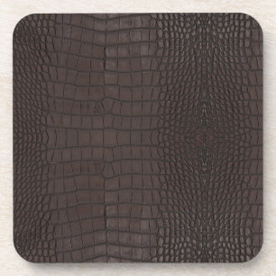 Brown Alligator Faux Leather Print Beverage Coaster