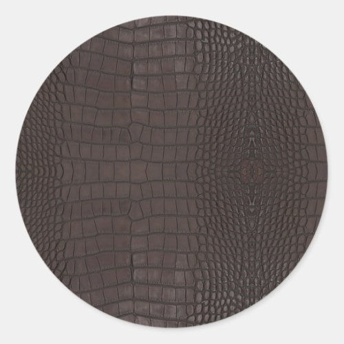 Brown Alligator Faux Leather Print Classic Round Sticker