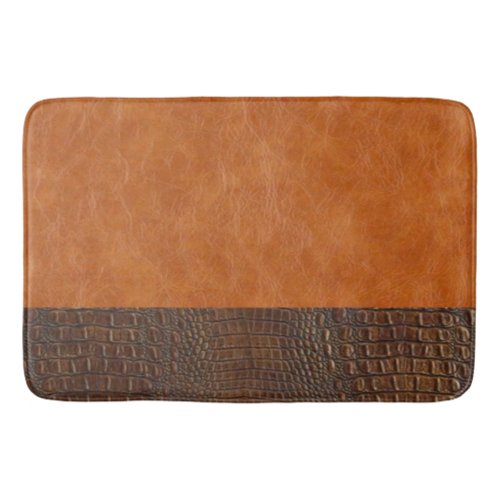 Brown Alligator Hide and Carmel Vintage Leather  Bath Mat