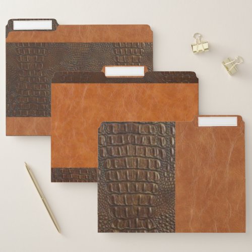 Brown Alligator Hide Carmel Vintage Leather File Folder