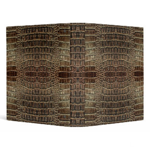 Brown Alligator Leather  3 Ring Binder