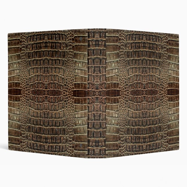 Brown Alligator Leather  3 Ring Binder (Background)