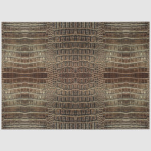 Brown Alligator Leather Anomal Print Tissue Paper