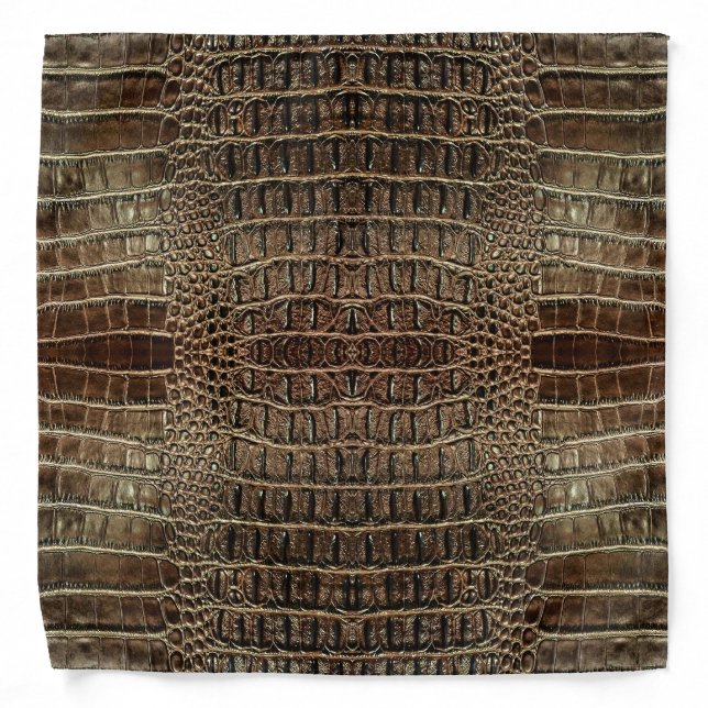 Brown Alligator Leather  Bandana (Front)