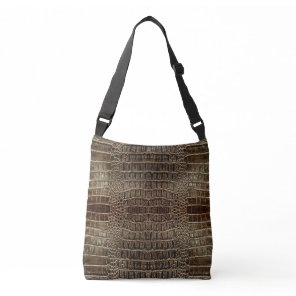 Brown Alligator Leather  Crossbody Bag