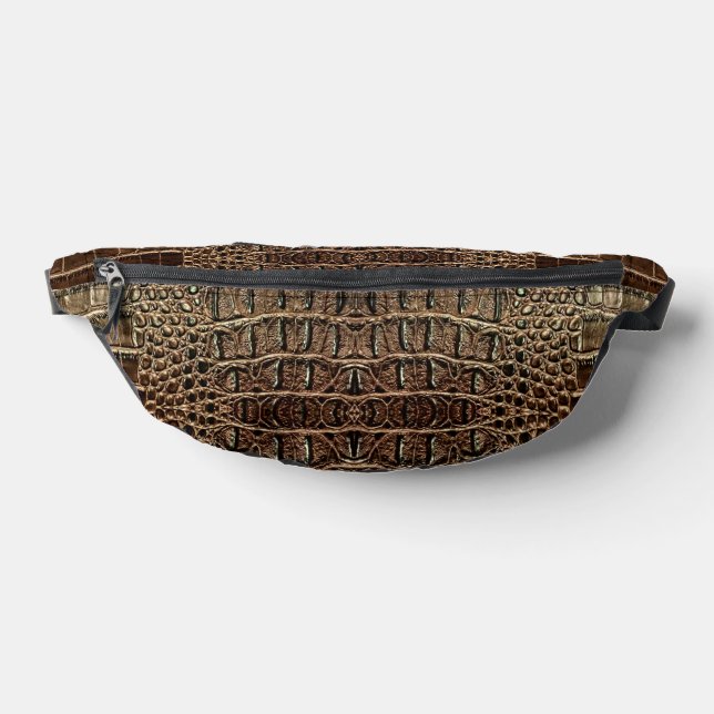 Brown Alligator Leather  Fanny Pack (Lay Down)