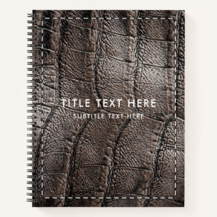 Brown Alligator Leather Texture & Stitching Notebook