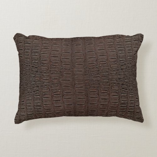 Brown Alligator Skin Print Accent Pillow