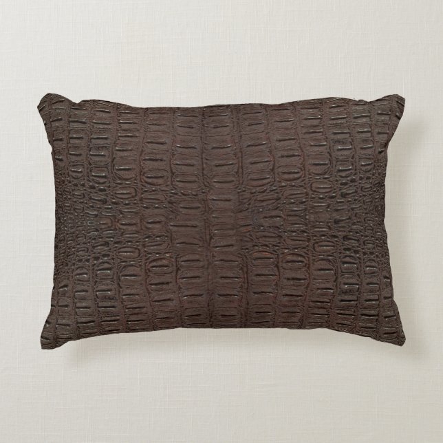 Brown Alligator Skin Print Accent Pillow (Front)
