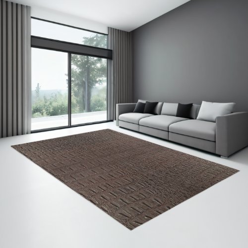 Brown Alligator Skin Print Rug