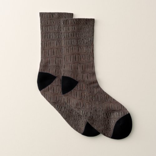 Brown Alligator Skin Print Socks