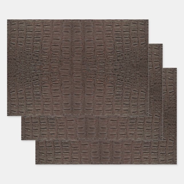 Brown Alligator Skin Print Wrapping Paper Sheets (Set)