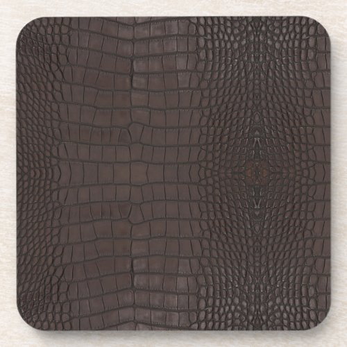 Brown Alligator Skin Texture Beverage Coaster