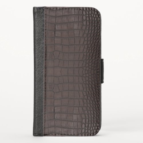 Brown Alligator Skin Texture iPhone X Wallet Case