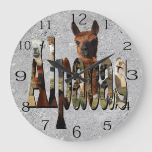 Brown Alpaca With Alpaca Logo On Silver, Large Clock