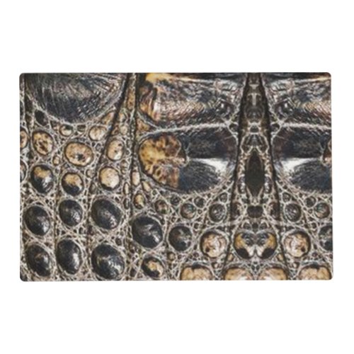 Brown American Alligator Skin Leather Print Placemat