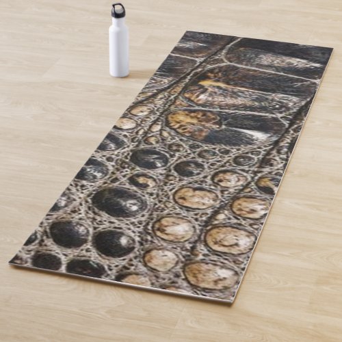 Brown American Alligator Skin Leather Print Yoga Mat