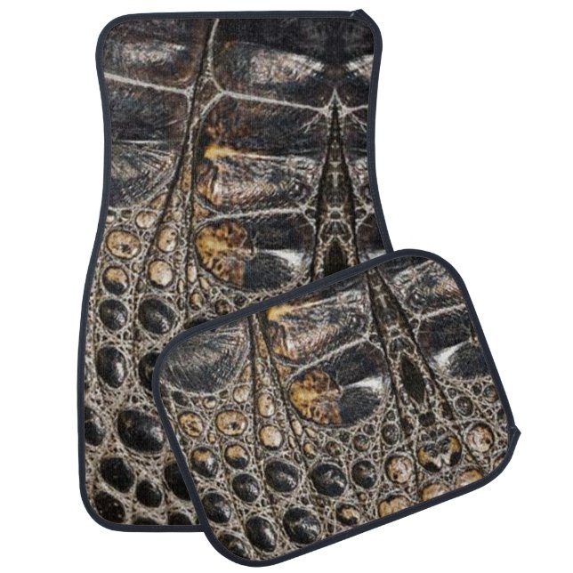 Brown American Alligator Skin Texture Car Floor Mat (Set)