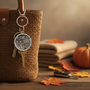 Brown American Alligator Skin Texture Keychain