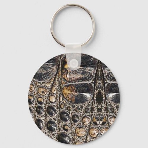 Brown American Alligator Skin Texture Keychain