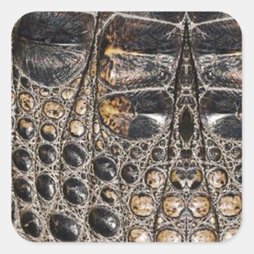 Brown American Alligator Skin Texture Square Sticker