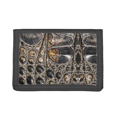 Brown American Alligator Skin Texture Trifold Wallet