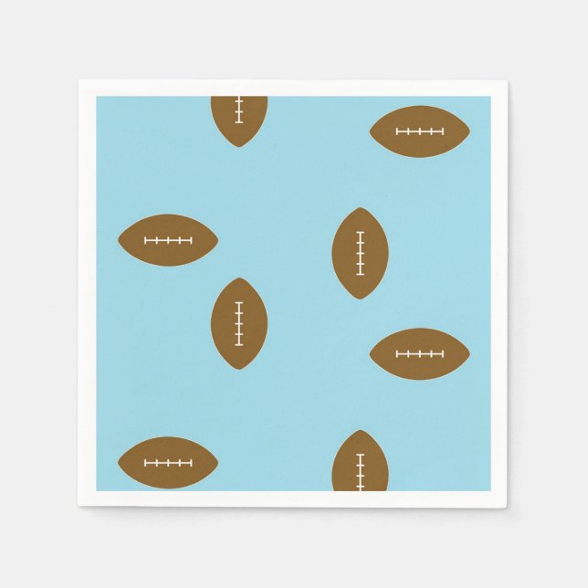 Brown American fooball balls on blue Napkins (Front)