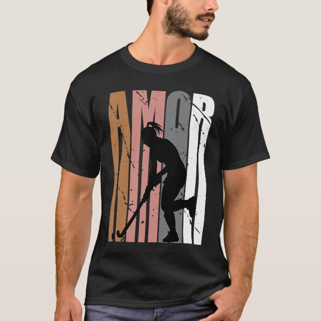Brown Amor Hockey Motivational Girls Teen Teenager T-Shirt (Front)