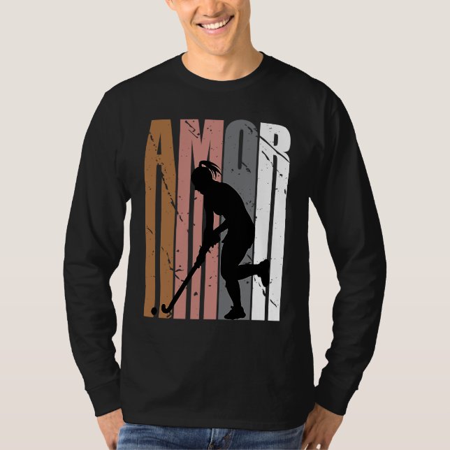 Brown Amor Hockey Motivational Girls Teen Teenager T-Shirt (Front)