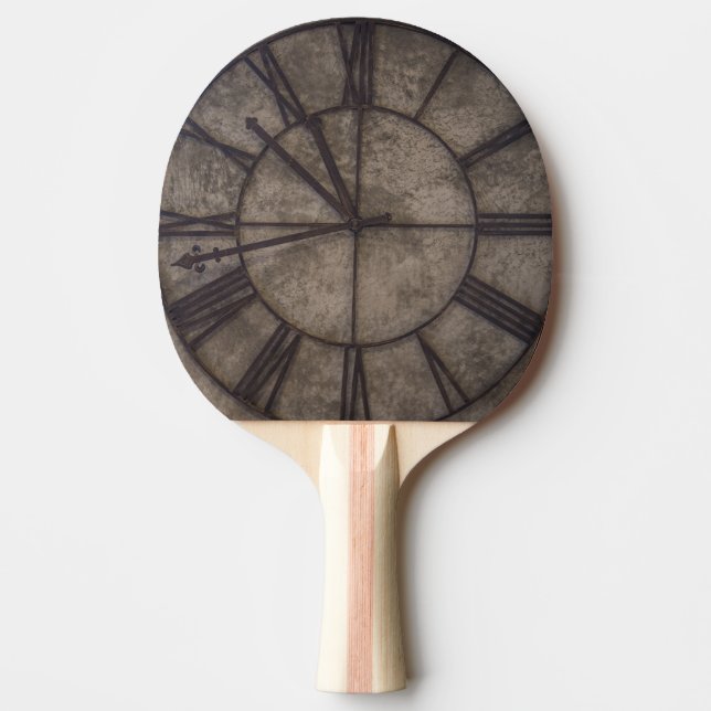 Brown Analog Wall Clock Ping Pong Paddle (Front)