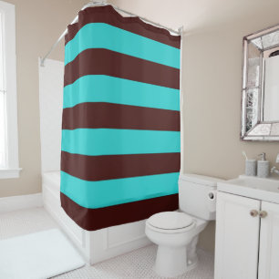 Brown and Aqua Stripes Shower Curtain