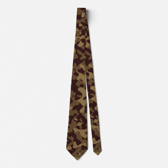 Brown and Beige Camo Neck Tie (Front)