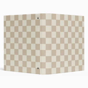 Brown and Beige Checkerboard 3 Ring Binder
