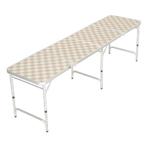 Brown and Beige Checkerboard Beer Pong Table