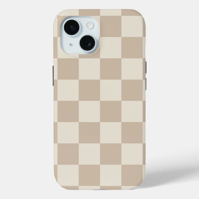 Brown and Beige Checkerboard Case-Mate iPhone Case (Back)