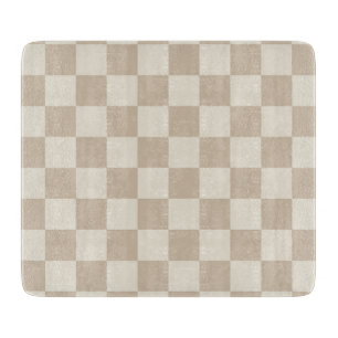 Brown and Beige Checkerboard Cutting Board
