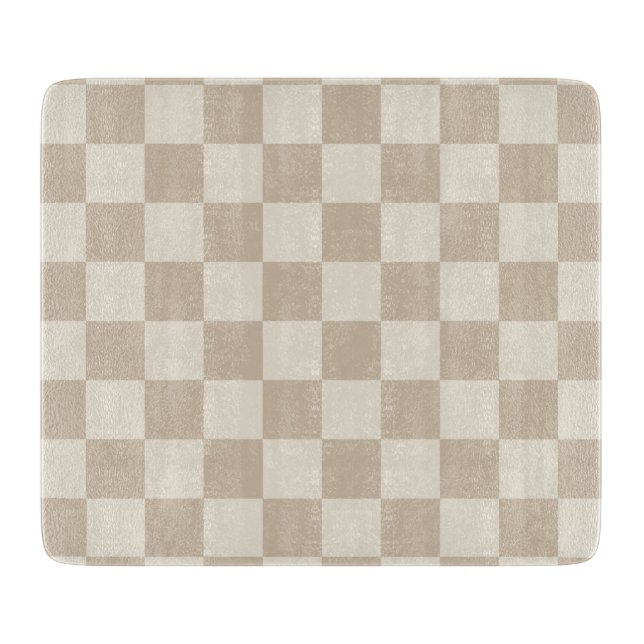 Brown and Beige Checkerboard Cutting Board (Front)