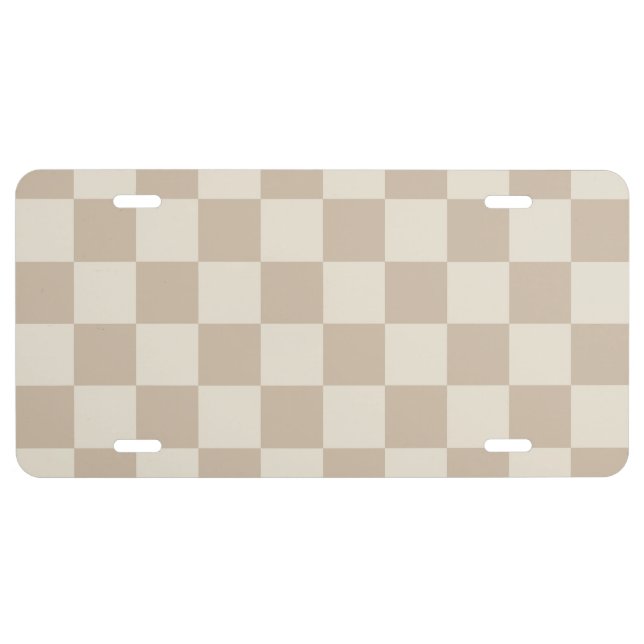 Brown and Beige Checkerboard License Plate (Front)