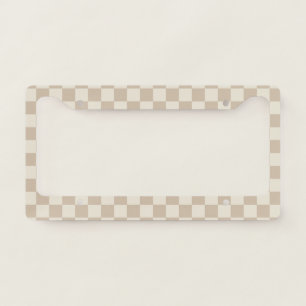 Brown and Beige Checkerboard License Plate Frame
