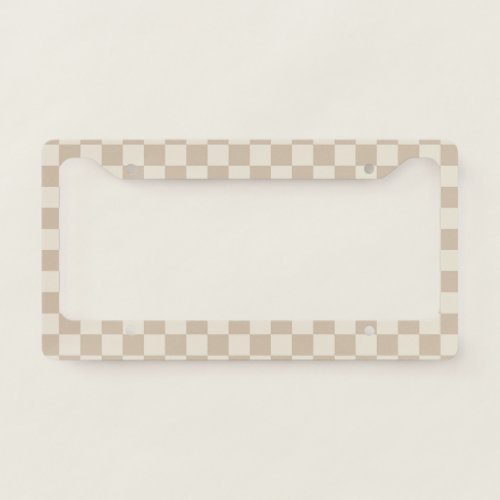 Brown and Beige Checkerboard License Plate Frame