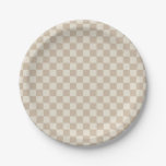 Brown and Beige Checkerboard Paper Plates
