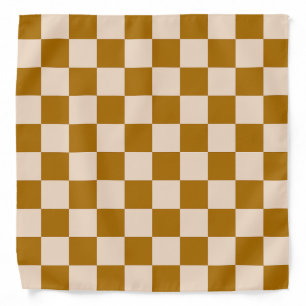 Brown and beige checkerboard pattern bandana
