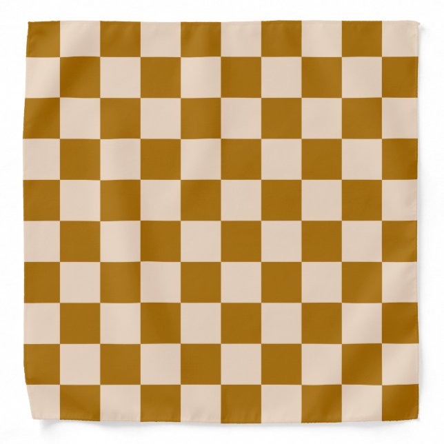 Brown and beige checkerboard pattern bandana (Front)