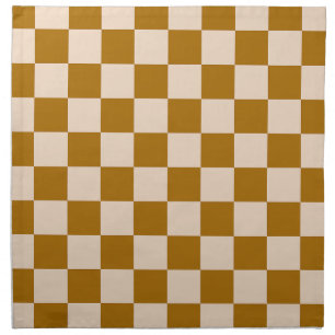 Brown and beige checkerboard pattern cloth napkin