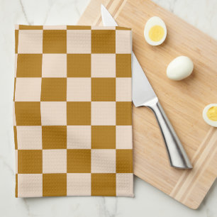 Brown and beige checkerboard pattern kitchen towel